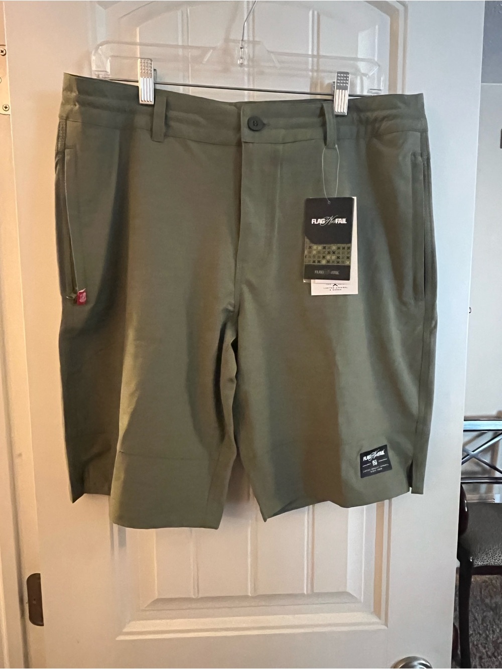 flag nor fail Olive Green Flat Front Men's Shorts